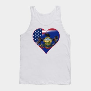 State of Pennsylvania Flag and American Flag Fusion Design Tank Top